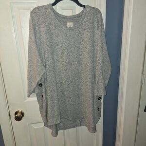 Elegant Gray Women's Poncho with Button Details